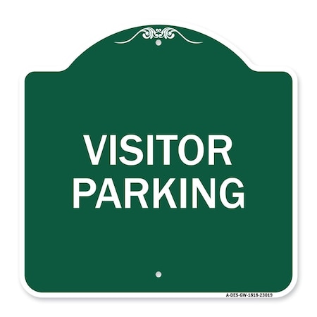 Signmission Reserved Parking Sign Visitor Parking, Green & White Aluminum Sign, 18" x 18", GW-1818-23019 A-DES-GW-1818-23019